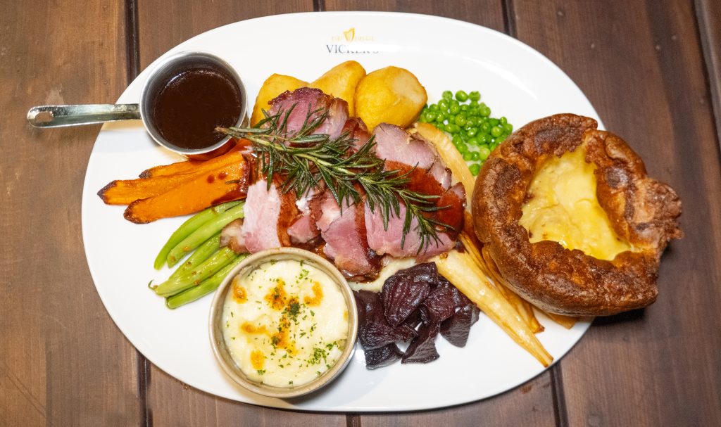 The Irish Vickers Sunday Roast experience in Abu Dhabi with traditional carvery and drinks